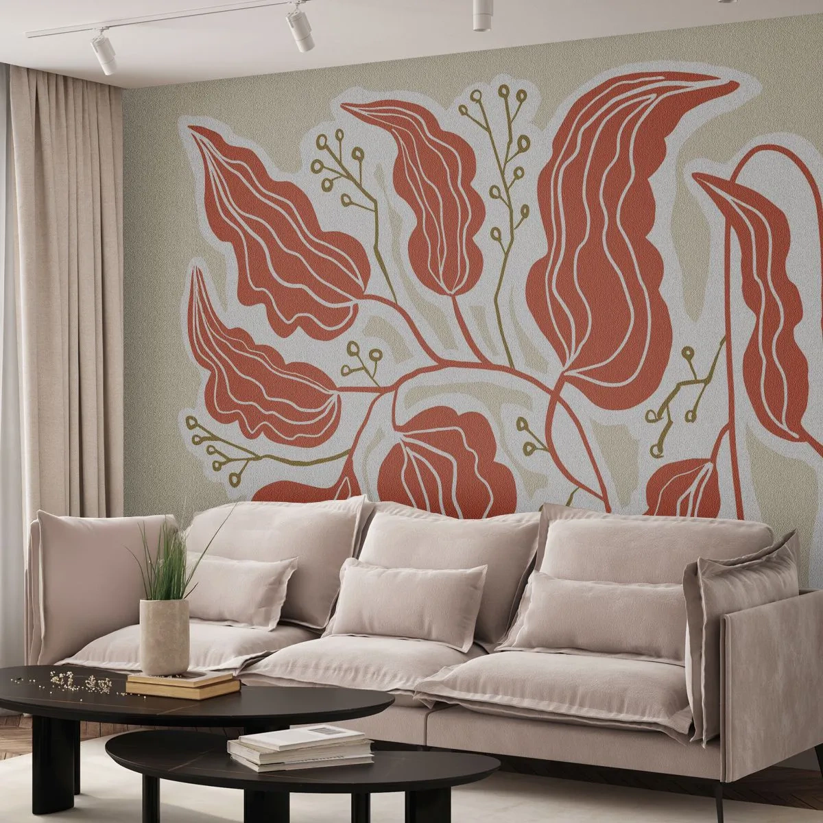Fototapet Standard Eco - Folkligt och naturligt - Boho, Botanisk, Blommor - 350x256 cm