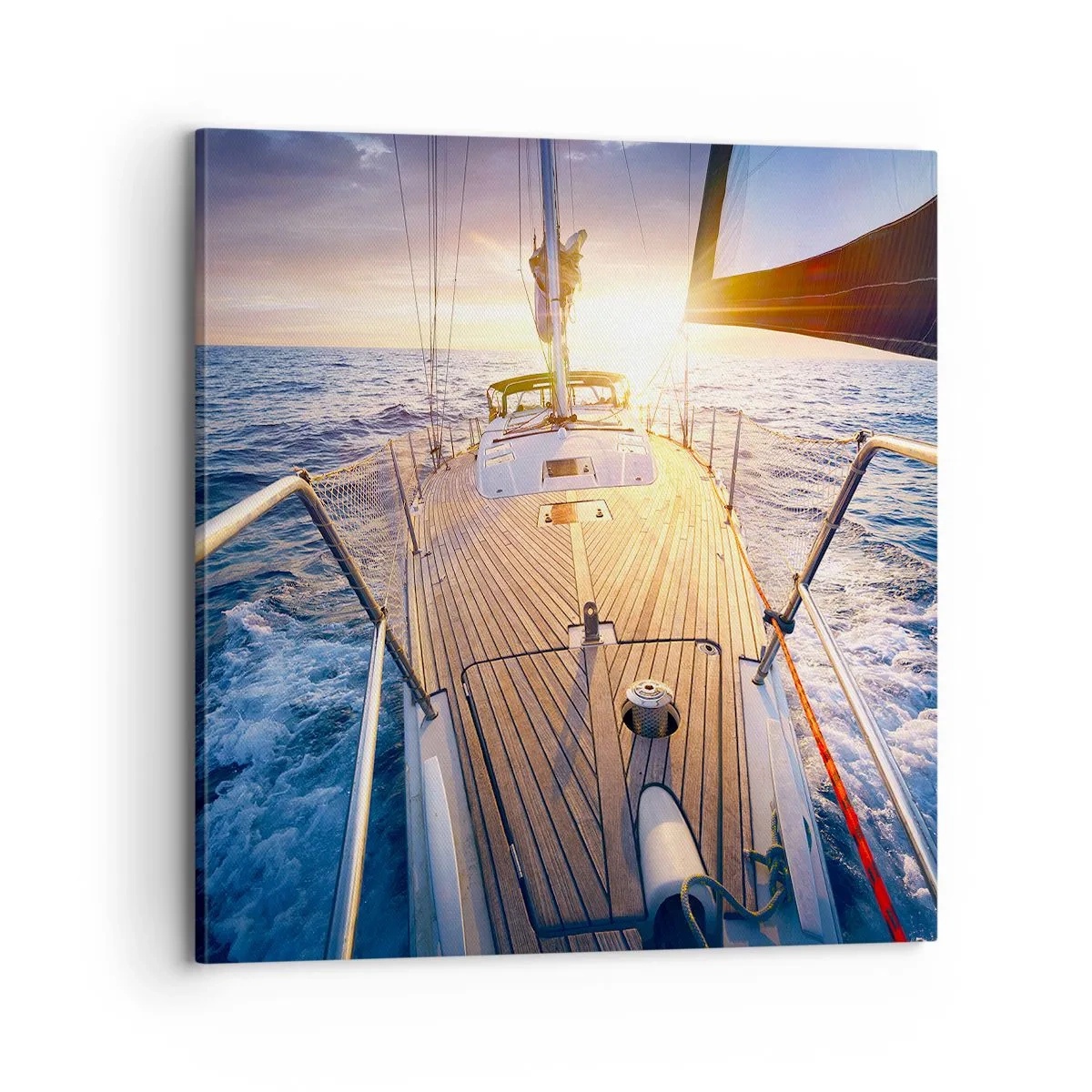 Canvastavla - Bild på duk - Springa på vågorna - 70x70 cm