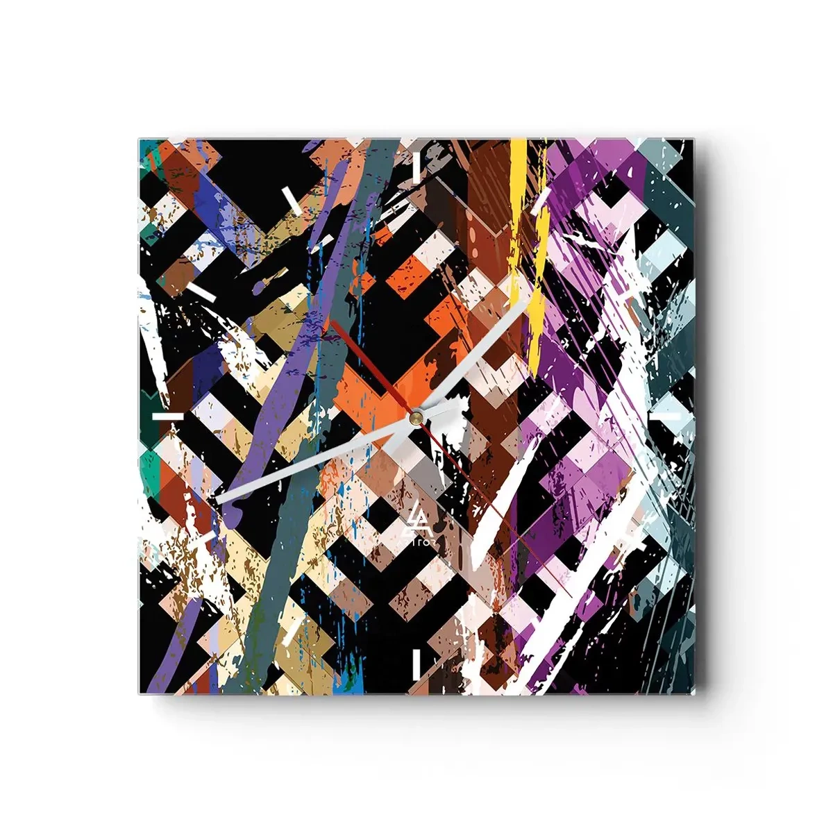 Väggklocka - Klocka på glas - Kvadraten - 40x40 cm