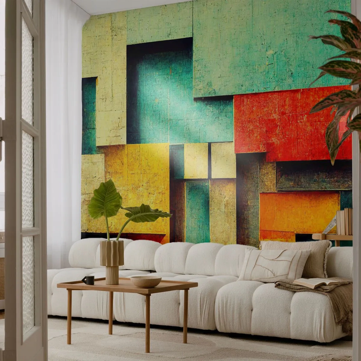 Fototapet Premium Canvas - Festival av räta vinklar - 3D, Bit, Geometrisk - 250x175 cm