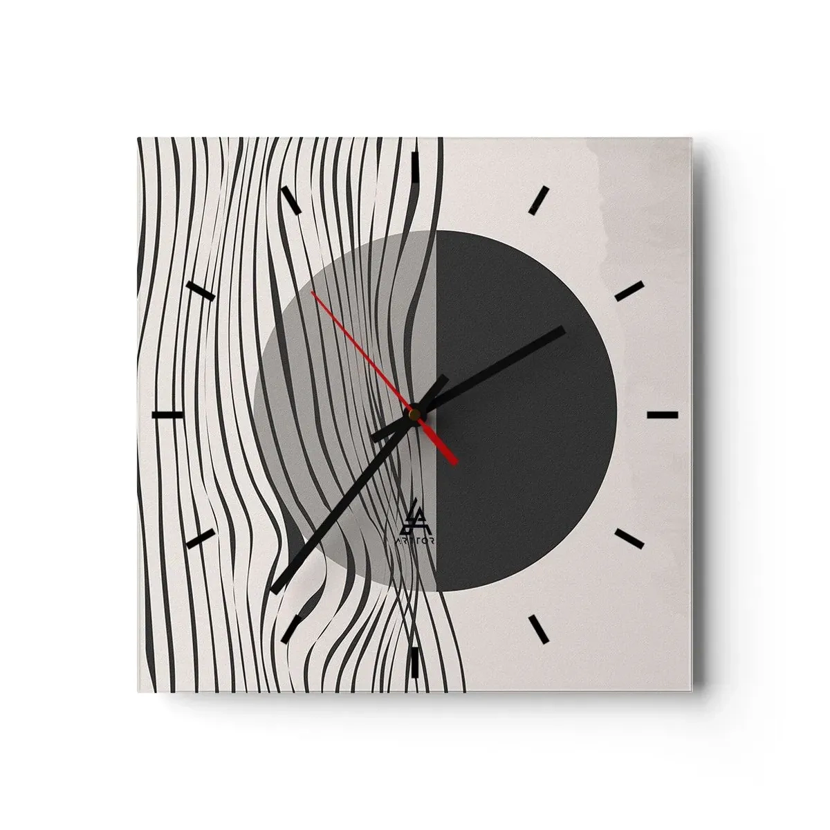 Väggklocka - Klocka på glas - Halvdan komposition - 40x40 cm