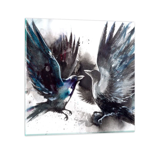 Glastavla - Bild på glas - Som två korpar... - 30x30 cm