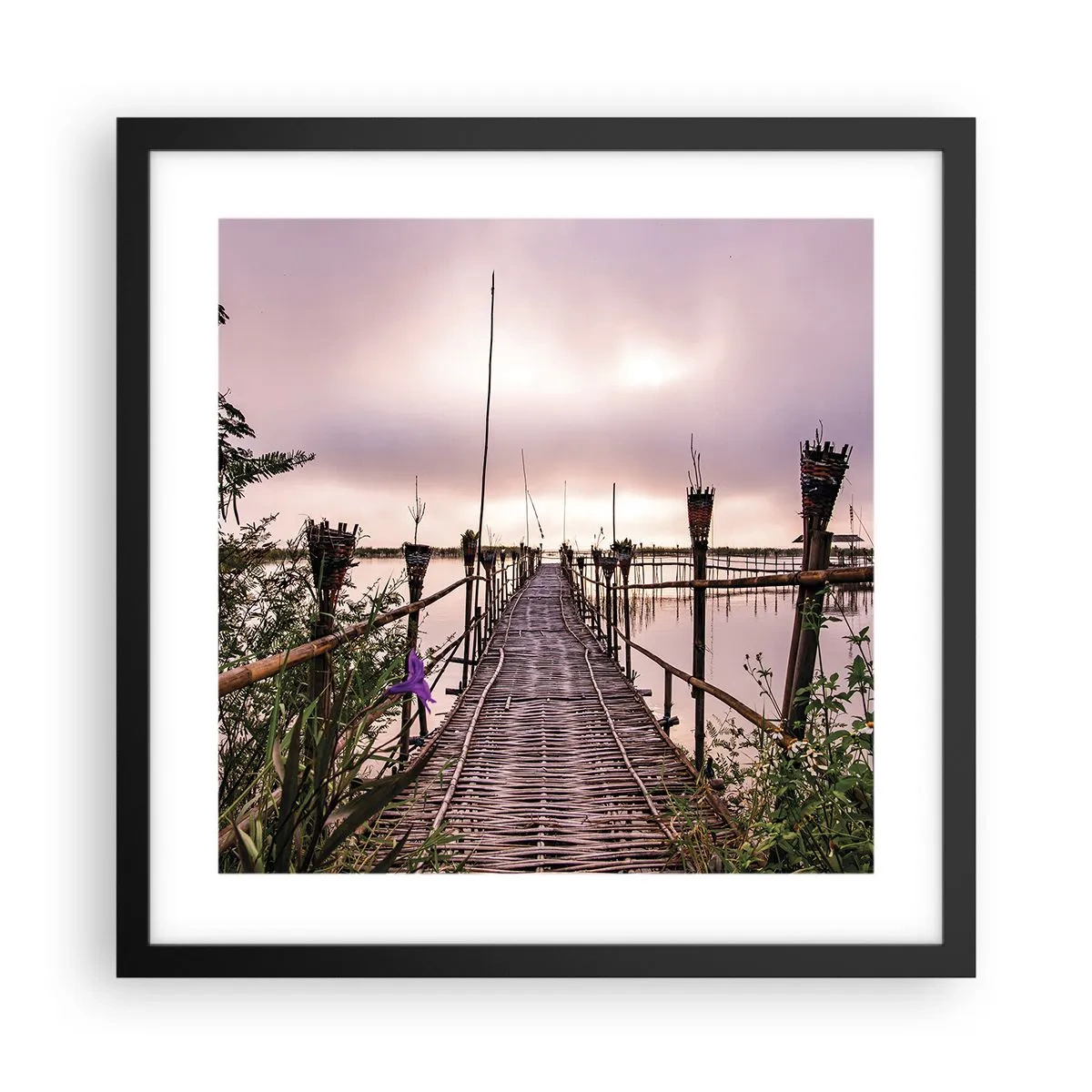 Affisch i svart ram - Asiens lugn och tystnad - 40x40 cm