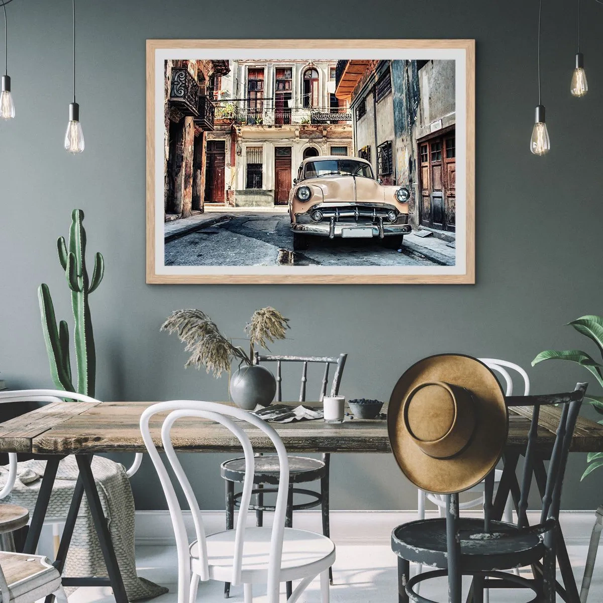 Affisch i ram av ljusek - Siesta i Havana - 40x30 cm