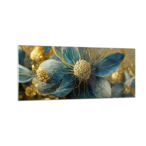Glastavla - Bild på glas - Blommande av guld - 100x40 cm