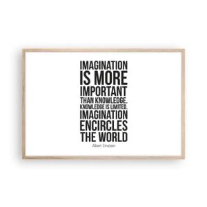 Affisch i ram av ljusek - Einstein om fantasins styrka - 91x61 cm