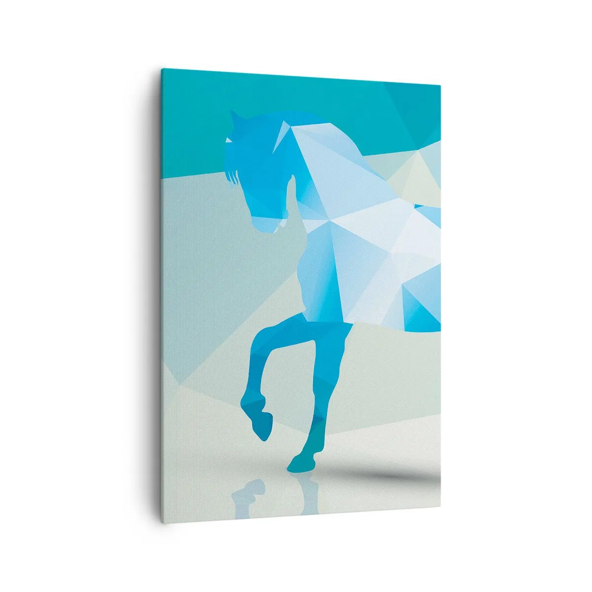 Canvastavla - Bild på duk - Geometrisk häst i turkos - 70x100 cm