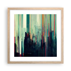 Affisch i ram av ljusek - Futuristisk stad - 40x40 cm