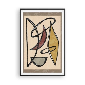 Affisch i svart ram - Komposition - bågar och ovaler - 61x91 cm