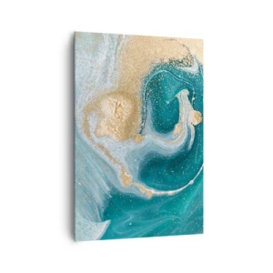 Canvastavla - Bild på duk - Guld- och turkosvirvel - 70x100 cm