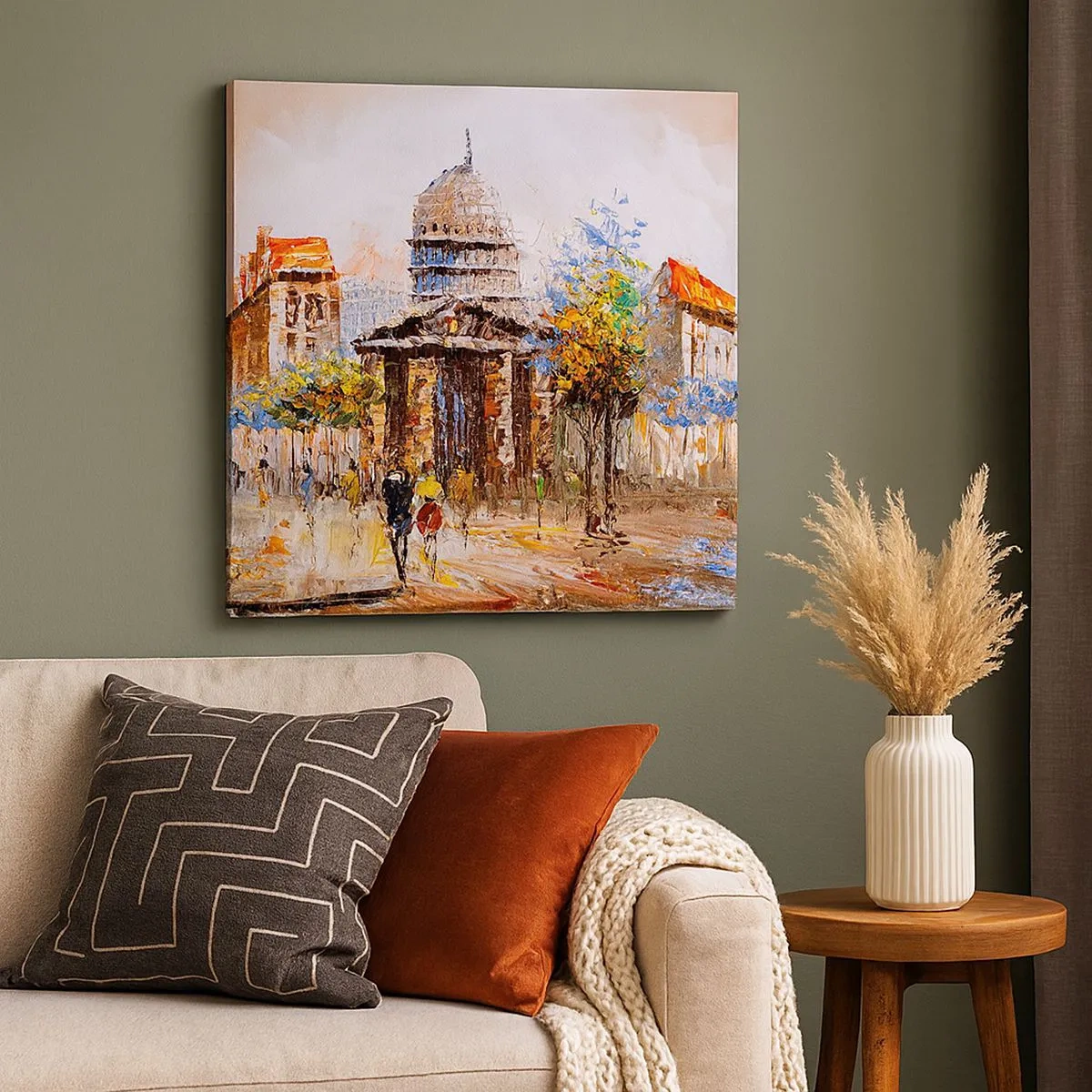 Canvastavla - Bild på duk - Promenad i Paris - 30x30 cm