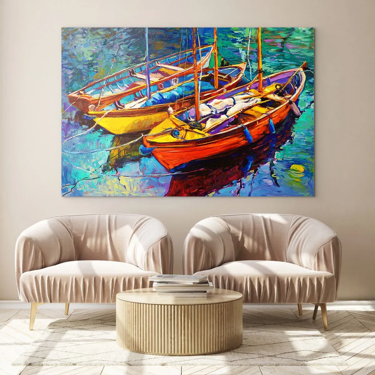 Glastavla - Bild på glas - På ett färgtjockt vatten - 120x80 cm