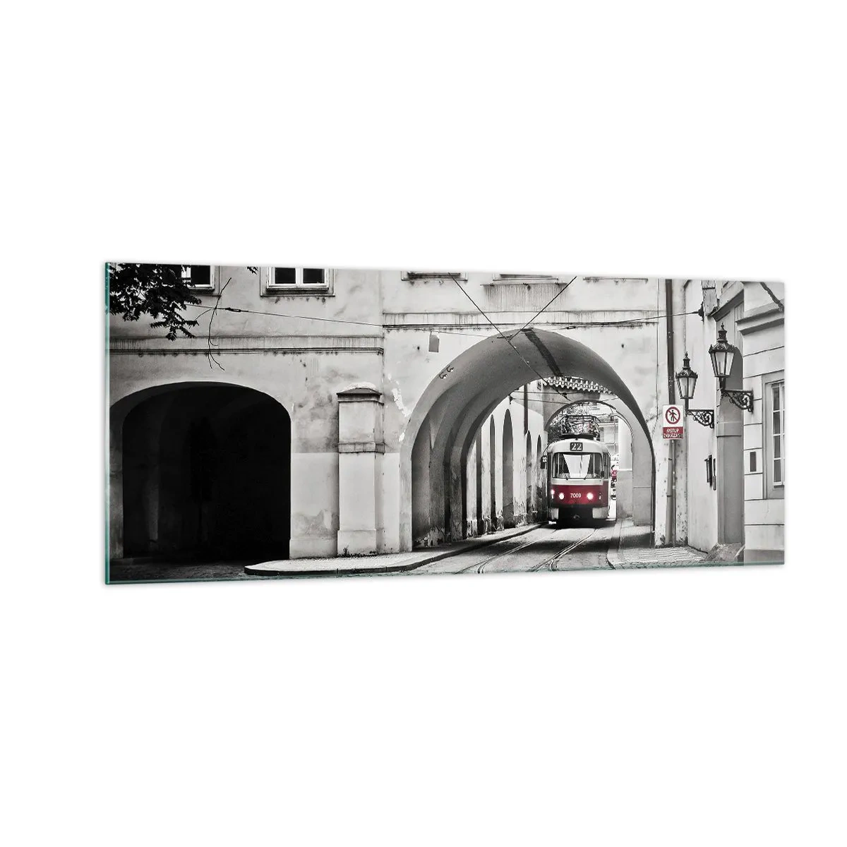 Glastavla - Bild på glas - Genom stadens labyrint - 100x40 cm