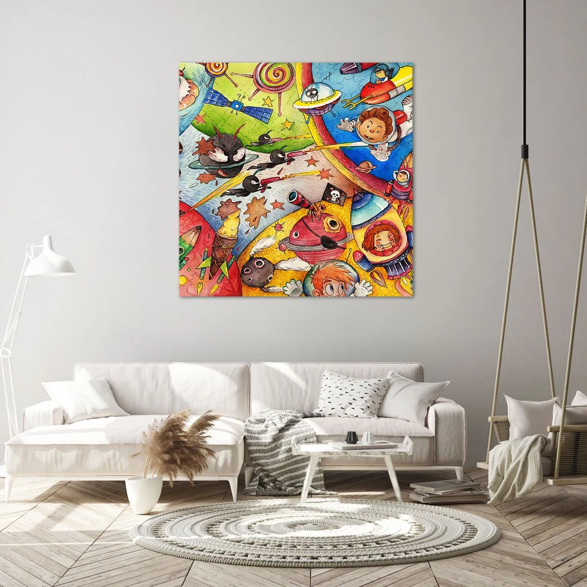 Canvastavla - Bild på duk - Stora rymdäventyret - 70x70 cm