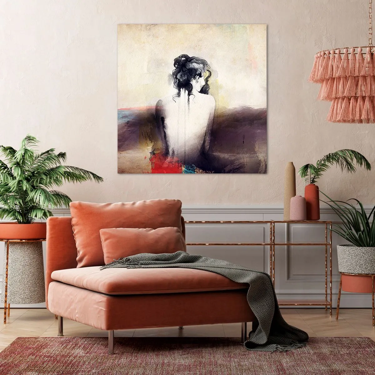 Canvastavla - Bild på duk - Moderata linjer, ovala former - 50x50 cm