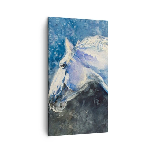 Canvastavla - Bild på duk - Porträtt i blått sken - 45x80 cm
