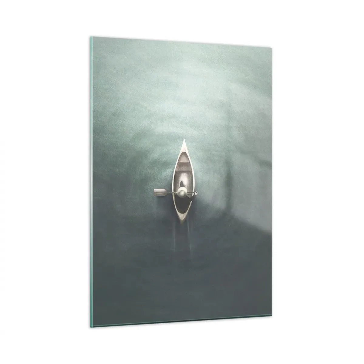 Glastavla - Bild på glas - Över en månbelyst sjö - 50x70 cm