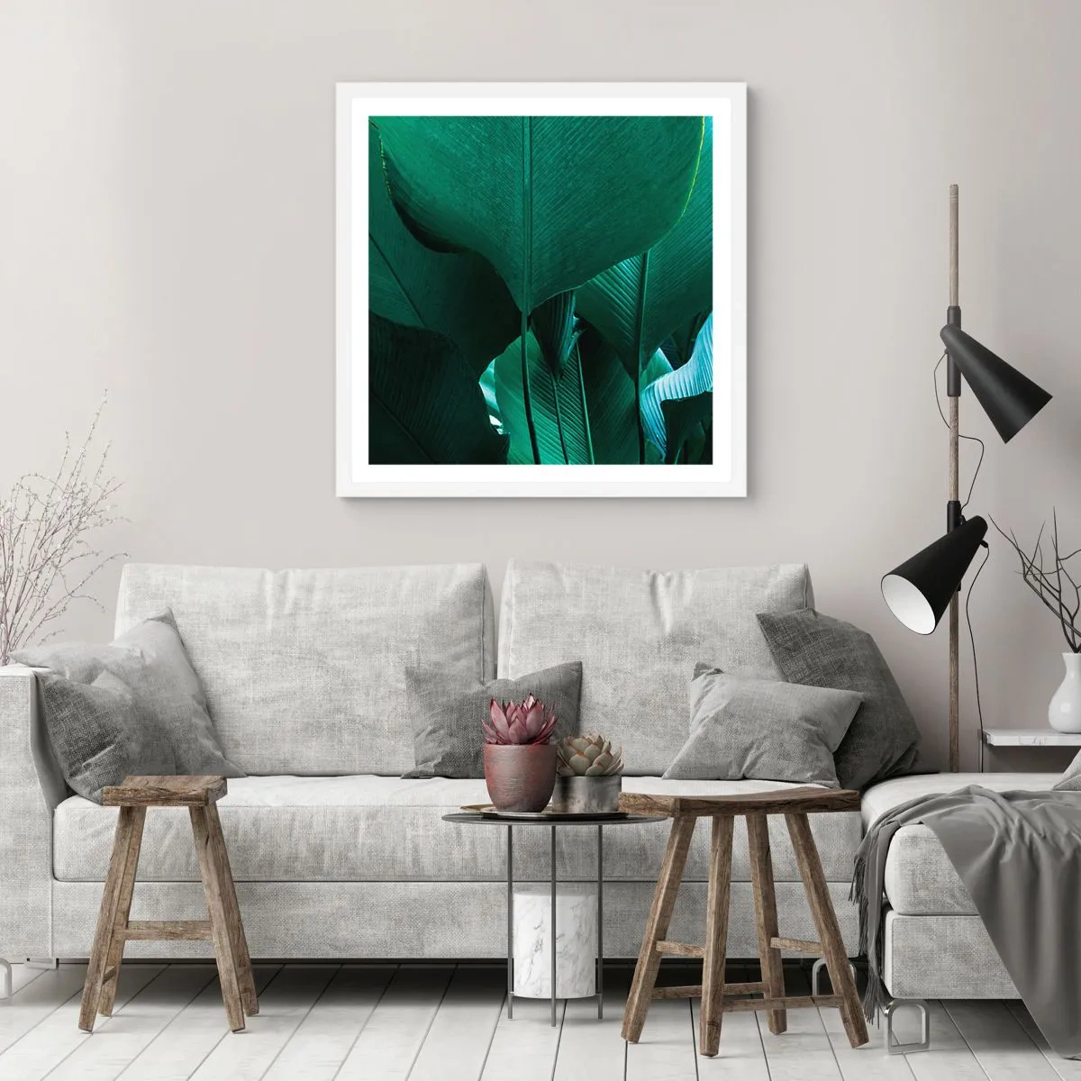 Affisch i vit ram - Vända mot ljuset - 50x50 cm