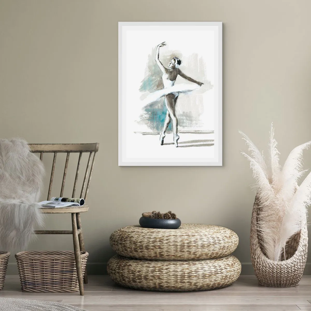 Affisch i vit ram - Förtrollad i en svan - 30x40 cm