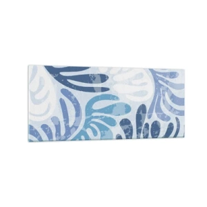 Glastavla - Bild på glas - Blåa ormbunkar - 120x50 cm