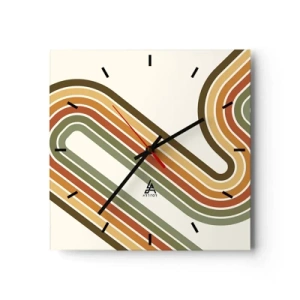 Väggklocka - Klocka på glas - Zig-zack mot målet - 30x30 cm