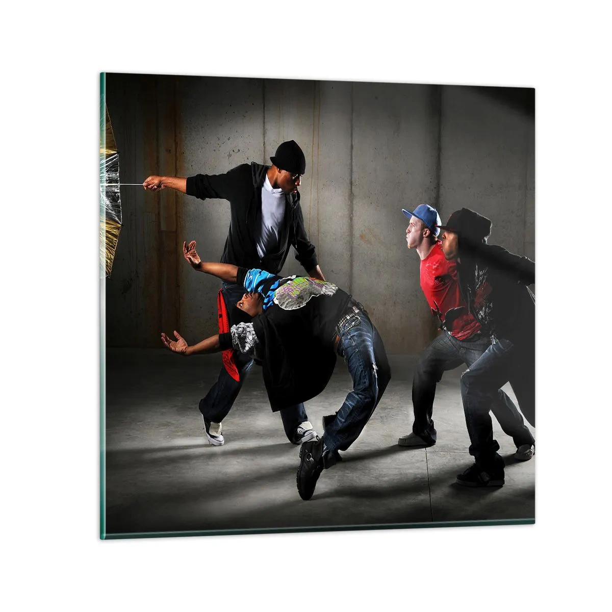 Glastavla - Bild på glas - Dansar med gatuvinden - 70x70 cm