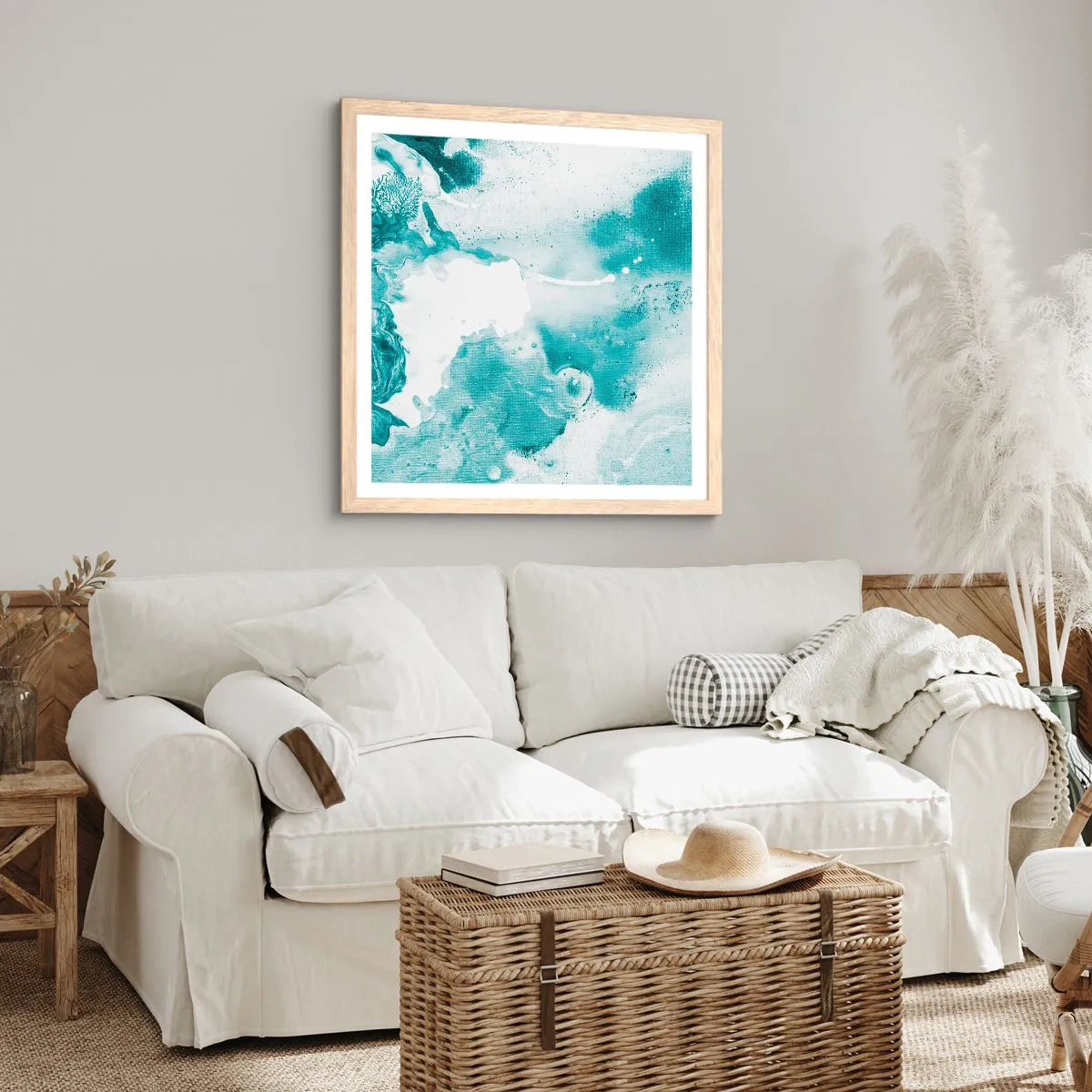 Affisch i ram av ljusek - Blåa laguner - 60x60 cm