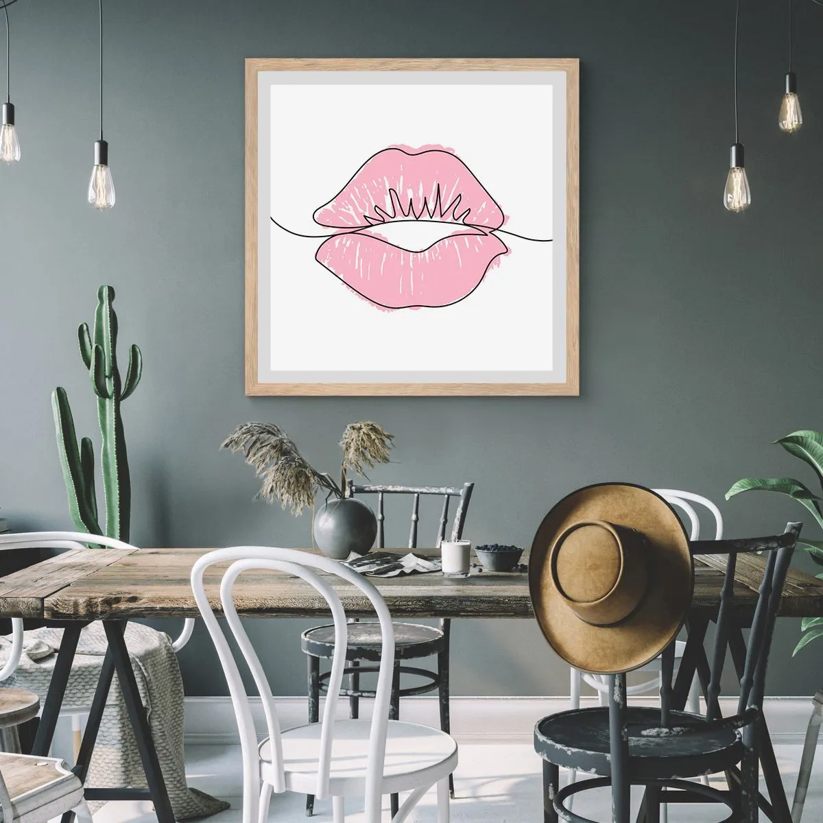 Affisch i ram av ljusek - Redo att kyssas? - 40x40 cm