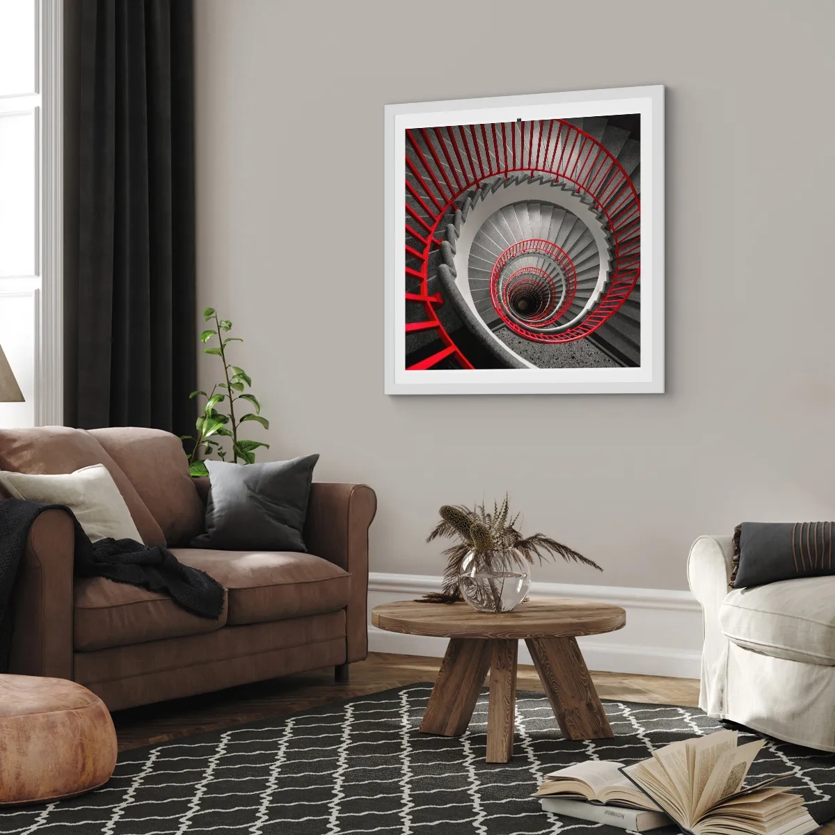 Affisch i vit ram - Arkitektoniska spel - 40x40 cm