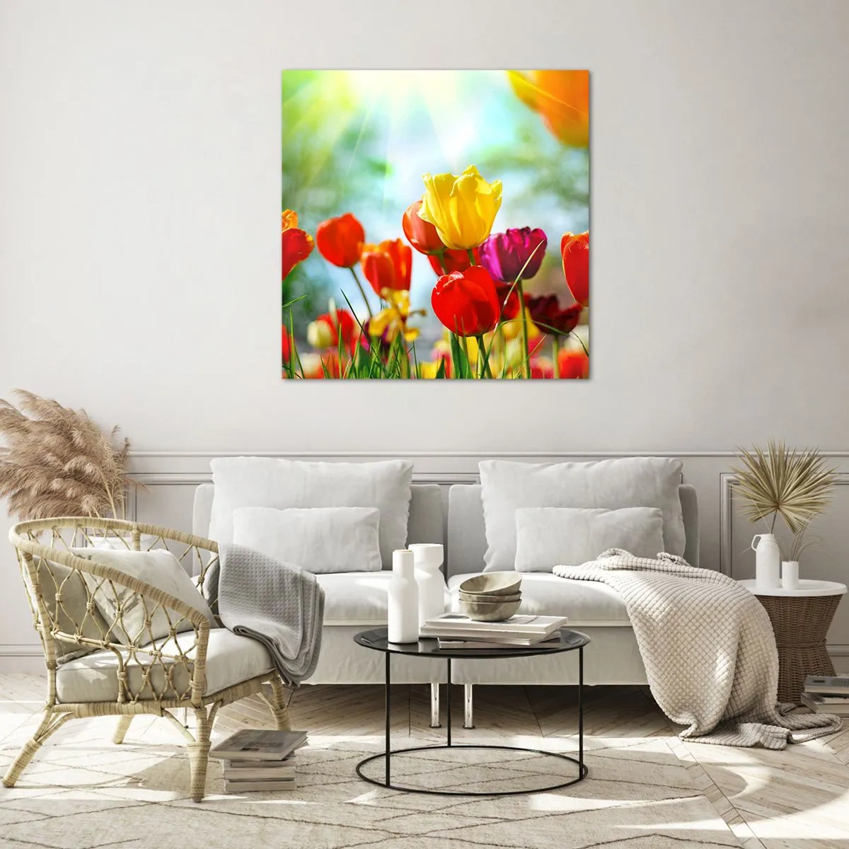 Glastavla - Bild på glas - Solens alla färger - 60x60 cm
