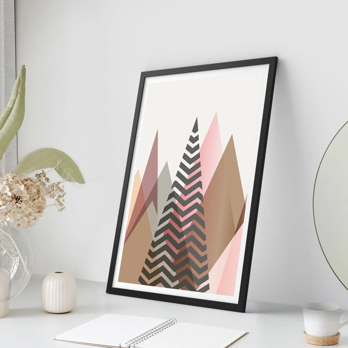 Affisch i svart ram - Utsikt över pyramider - 70x100 cm