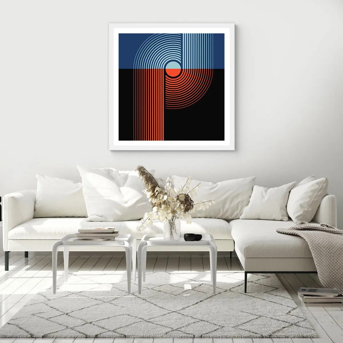 Affisch i vit ram - I en geometrisk kläm - 50x50 cm