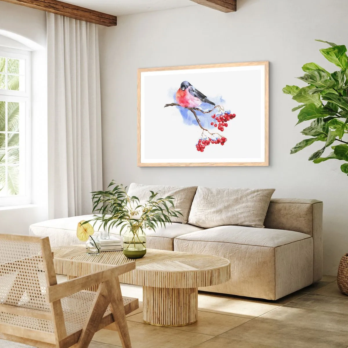 Affisch i ram av ljusek - Vinter i färger - 100x70 cm