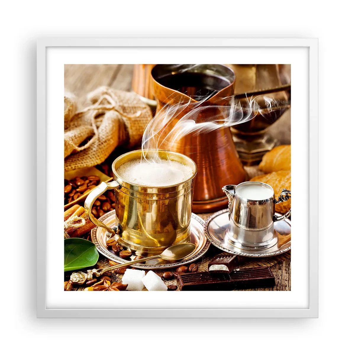 Affisch i vit ram - Ha en trevlig dag! - 50x50 cm