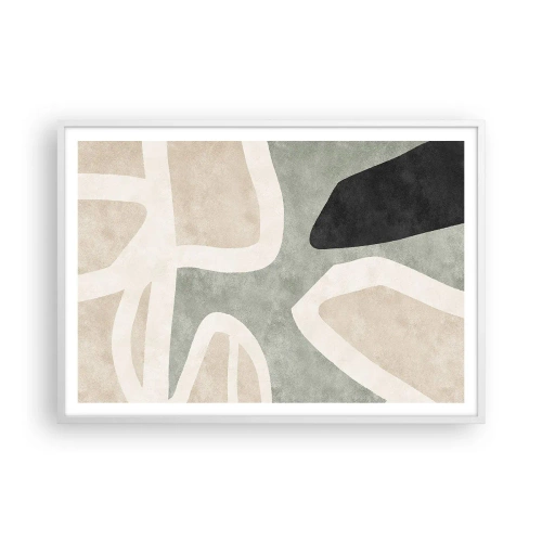 Affisch i vit ram - Komposition med svart motiv - 100x70 cm