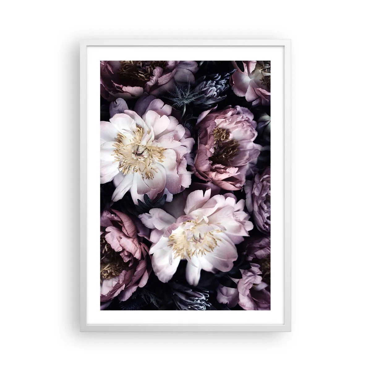 Affisch i vit ram - En bukett i gammal stil - 50x70 cm