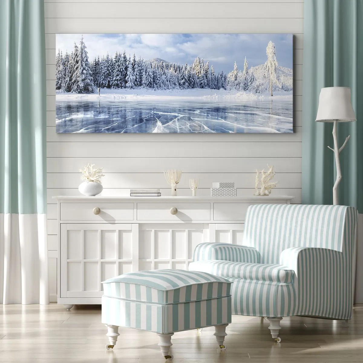 Canvastavla - Bild på duk - Bedårande och kristallisk vy - 90x30 cm