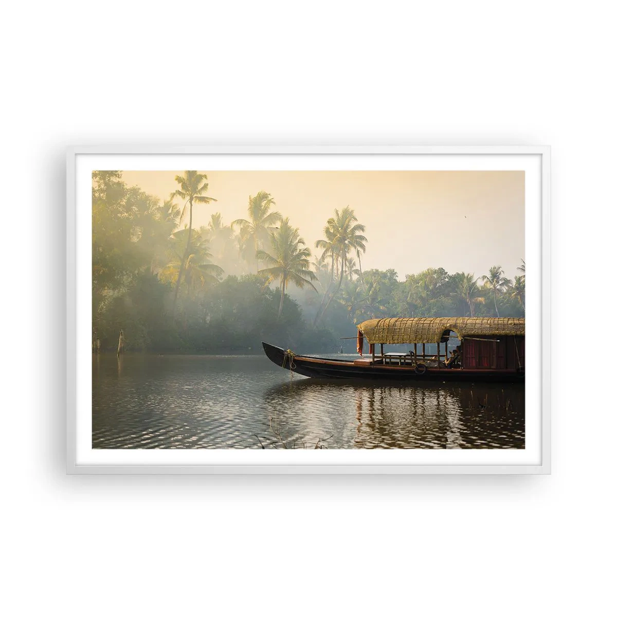 Affisch i vit ram - Hus på floden - 91x61 cm