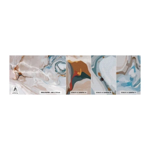 Provbit av fototapet Premium Canvas - Blåa meanderlopp under vithet - Abstraktion, Bit, Modernt mönster - 100x30 cm