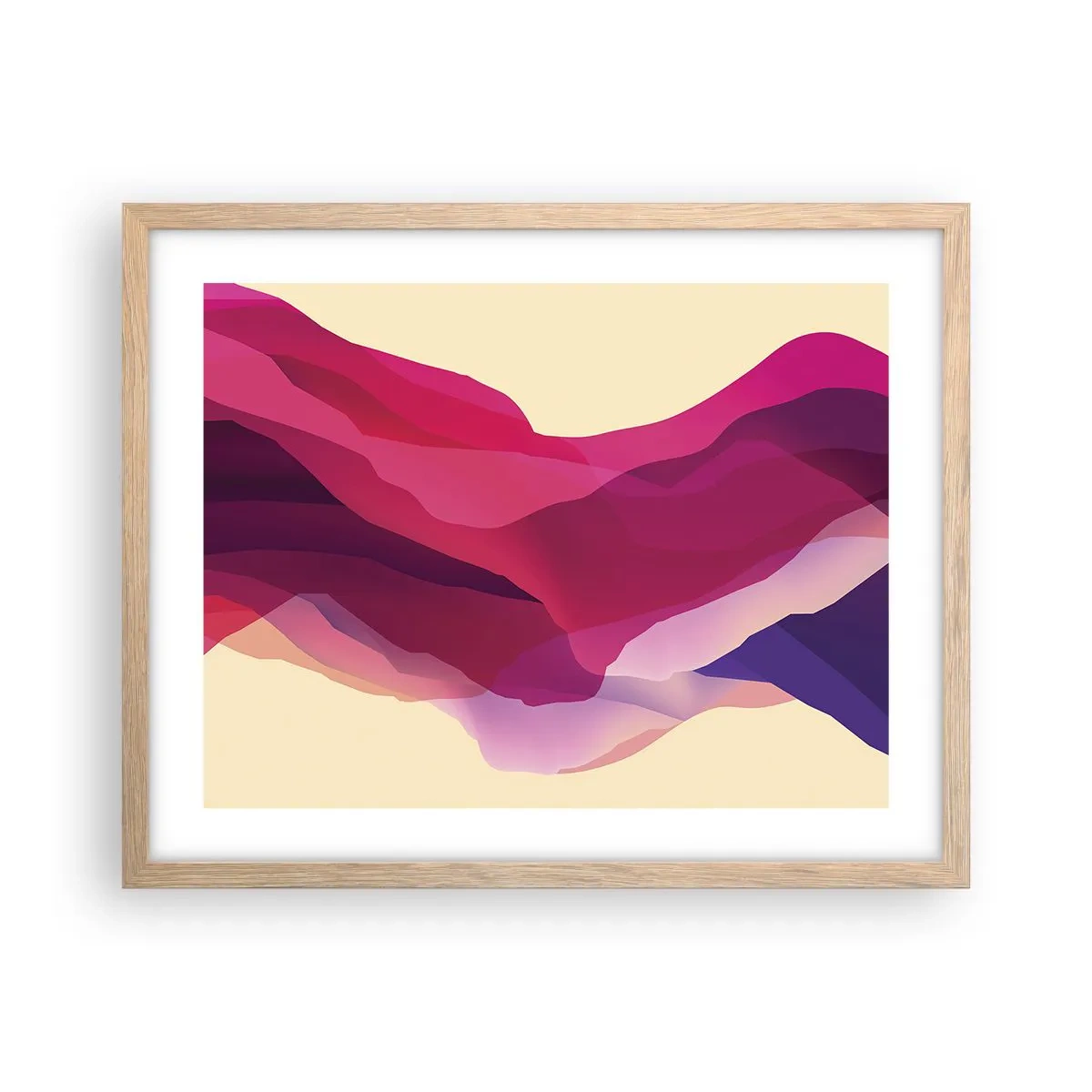 Affisch i ram av ljusek - Purpurfärgade vågor - 50x40 cm