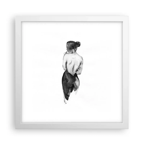 Affisch i vit ram - Världen försvinner i hennes närvaro - 30x30 cm