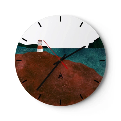Väggklocka - Klocka på glas - Med blicken riktad mot havet - 40x40 cm