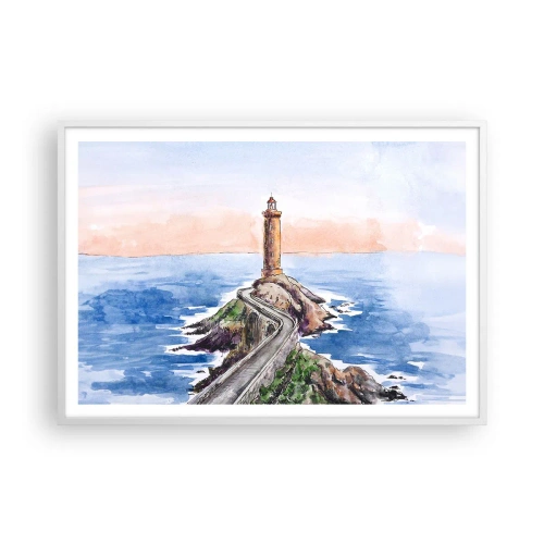 Affisch i vit ram - Vänd mot havet - 100x70 cm