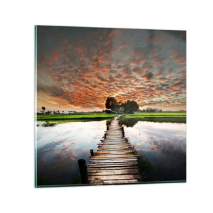 Glastavla - Bild på glas - Fäll ut armarna - andas  - 50x50 cm