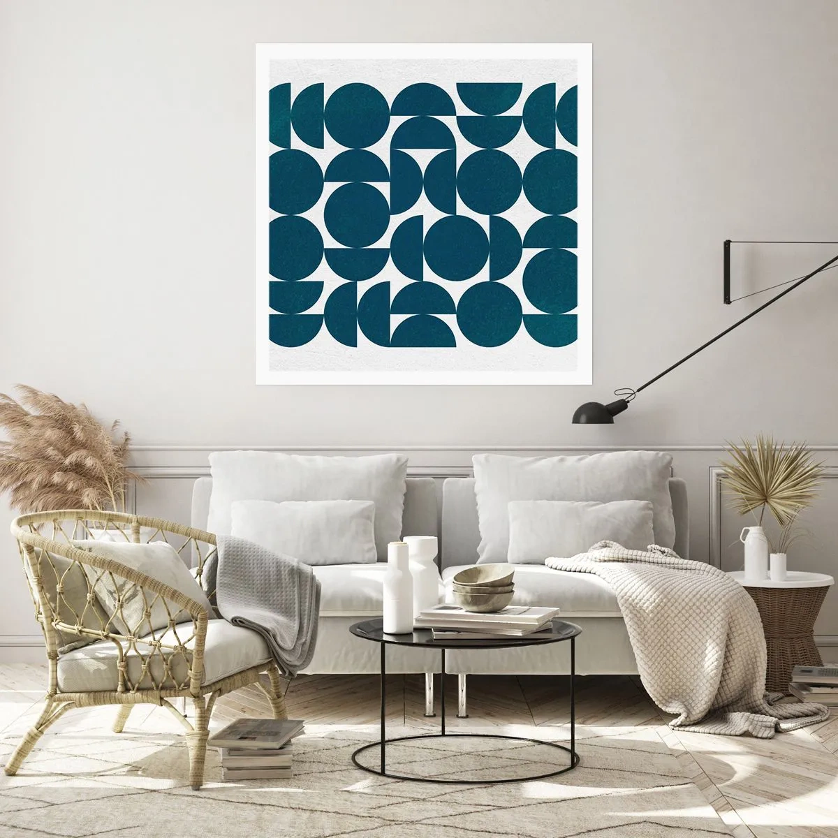 Affisch - Cirklar och halvcirklar - 50x50 cm