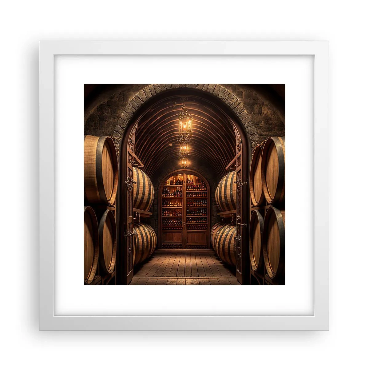 Affisch i vit ram - Stämningsfull källare - 30x30 cm