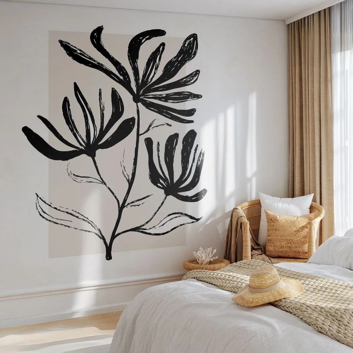 Självhäftande Fototapet Deluxe Sticker - Skiss för ett herbarium - Blomma, Minimalistisk, Modern - 250x175 cm