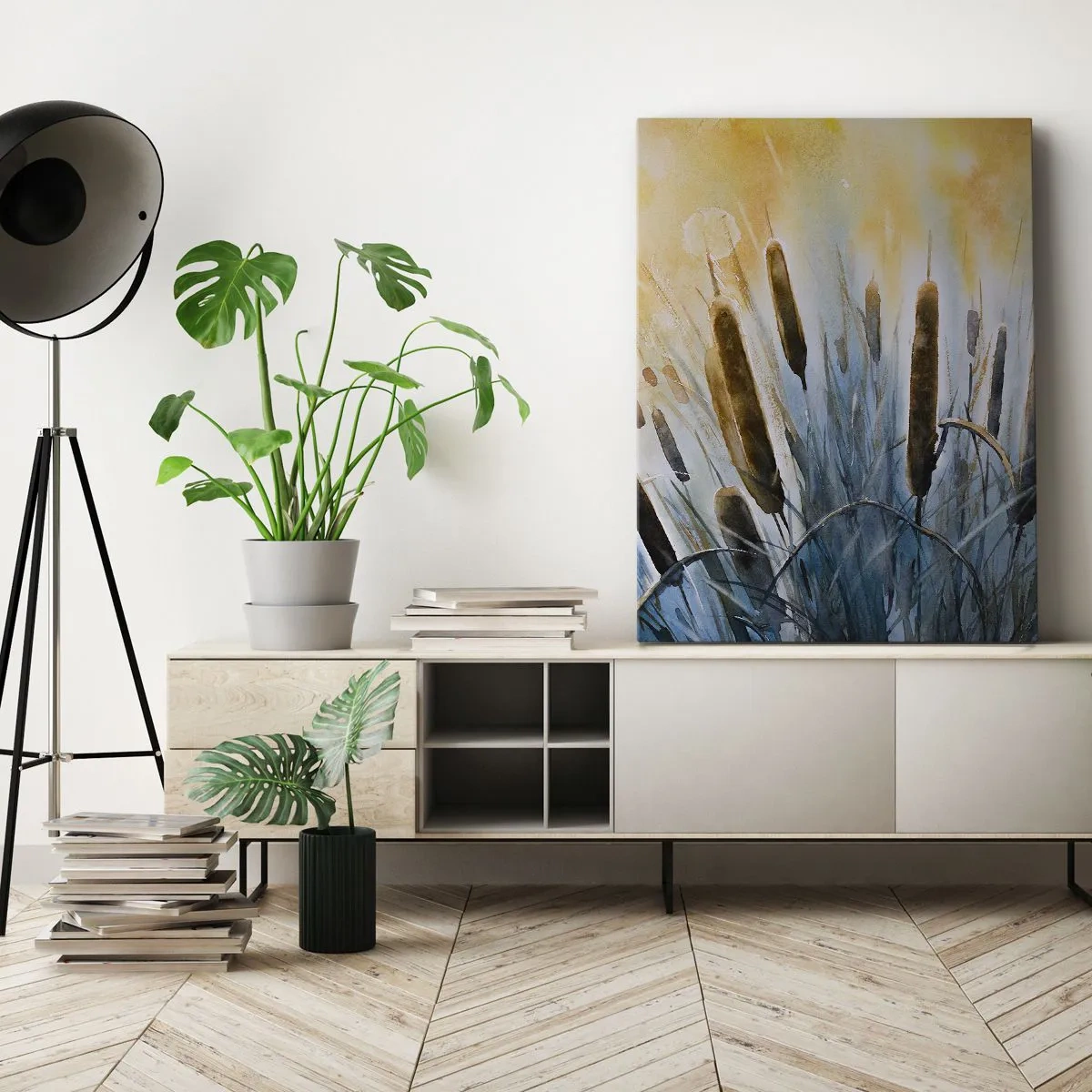 Canvastavla - Bild på duk - Vattnets kyla, solens hetta - 65x120 cm