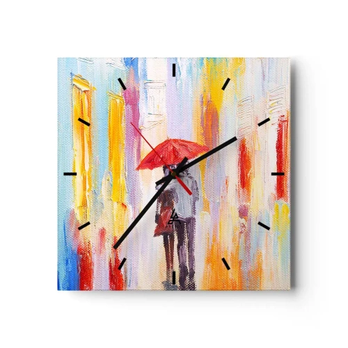 Väggklocka - Klocka på glas - Må det fortsätta regna - 30x30 cm
