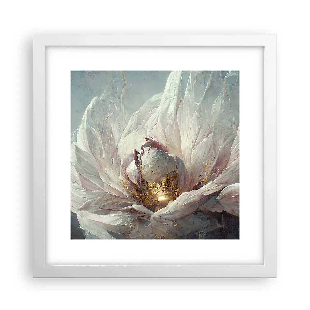 Affisch i vit ram - Blommar en gång på hundra år - 30x30 cm